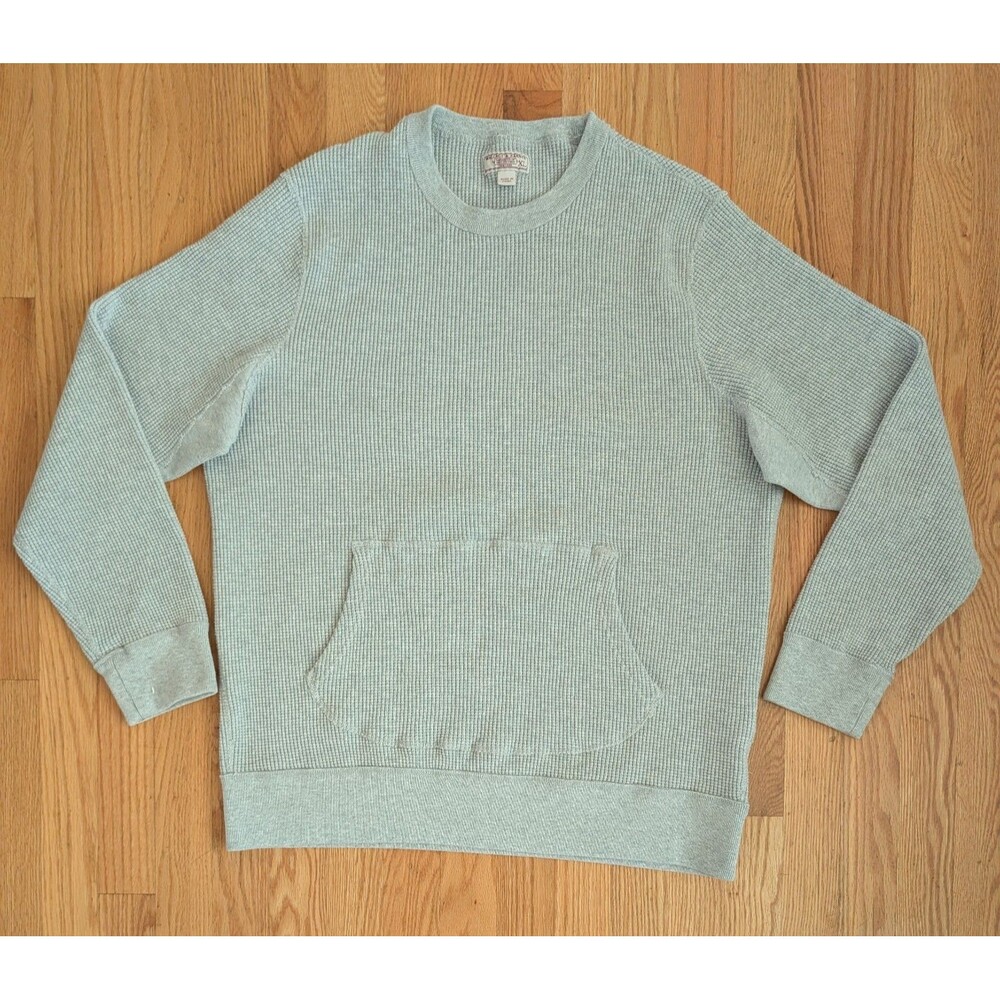 Wallace & Barnes Sweater Mens XL Gray Pullover Waffle Knit Long Sleeves Pocket